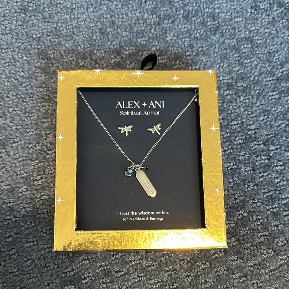 Alex and Ani Gold and Silver Necklace and Earrings Set